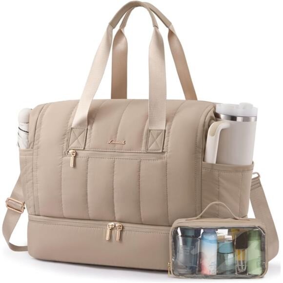 Travel Duffle Bag, Puffer Bags Khaki - Picture 1 of 6